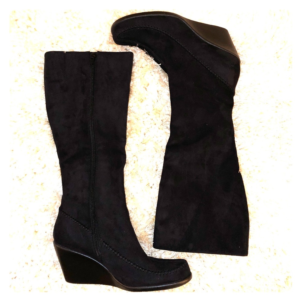A2 by Aerosoles Tall Black Faux Suede Boots
